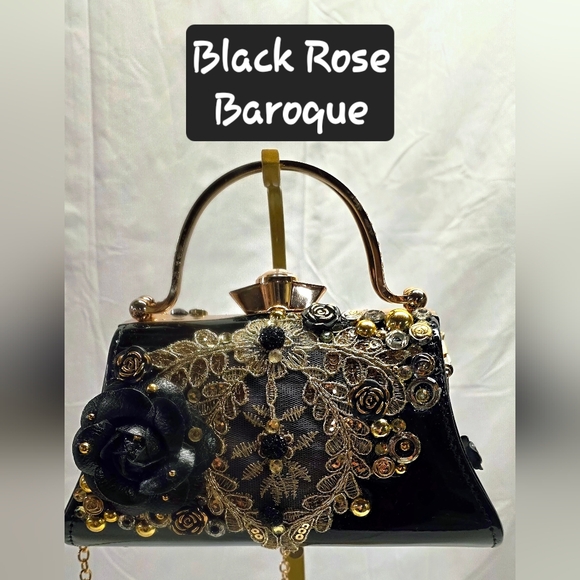 Handmade Handbags - Handmade Pearl Chaos Handbag - Black Rose Baroque